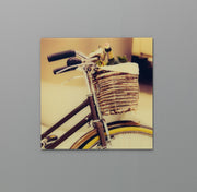 Glass print 70x70 cm with multicolored canvas