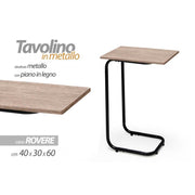 Servetto oak sofa table with metal structure cm 40 x 30 x 60 h