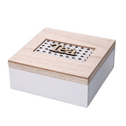 Square wooden tea box 4 compartments cm18x18h7
