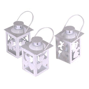 Christmas white metal lantern pack 3 pieces square cm7,5x7,5h11