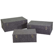 Vintage gray faux leather trunk 1-3 cm 50 x 80 x h 30.5