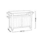 Resin table for barbecue 2 doors graphite color 123,7x54xh.90h cm