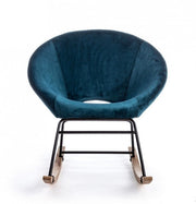 Annika rocking armchair with peacock blue velvet effect