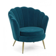 Vintage retro armchair in peacock blue velvet cm 80 x 76 x84 h