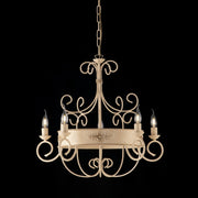 Ivory lacquered iron chandelier with 5 lights decape decoration with friezes