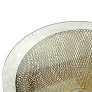 Round black metal table with lamp cmø51h45