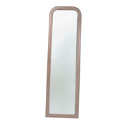 Oval matt antiqued cream wooden floor mirror cm50xh170x2
