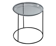 Coffee table with tempered glass top and black base 40x40 cm