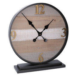 Metal wood table clock cm43,9x11,9h48