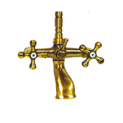Bathtub mixer tap with antique brass hand shower