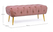 Pink ottoman furniture bench with legs 103 x46x40h cm
