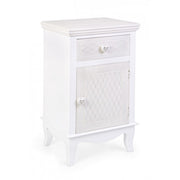Bedside table in MDF one door one drawer White CHARLENE 40x32x h69.5 cm