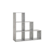 Bookcase shelf 6 compartments concrete color 116x33xh.118 cm
