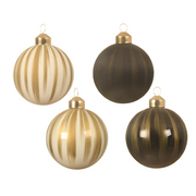 Assorted Christmas balls with vertical gold - brown decoration Ø8 cm