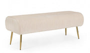 Selena Crema 2-seater bench in velvet cm 129