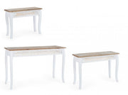 Set of 3 white wooden console tables in classic style