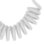 White flexible cable, extensible with spring, maximum length 150 cm.
