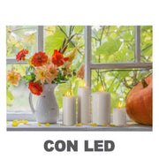 Rectangular led picture with white flowers cm40x30x1,8
