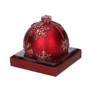 Sphere paraffin candle with red snowflakes cm ø9h9