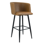 Limin Taupe Faux Leather Stool with Matte Black Legs - 100cm x 54cm x 55cm
