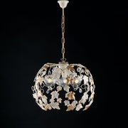 Hanging chandelier in iron ivory gold and rhinestones three lights 50x h45 cm ivy
