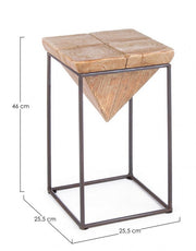 Steel stool with seat in fir wood PRISMY 25,5x25,5x h46 cm