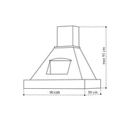 EPOQUE white rustic kitchen hood with wooden frame in tobacco color inlay 90 cm