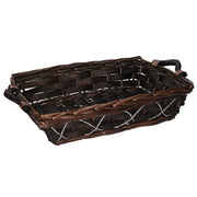 Rectangular walnut wicker basket cm53/58x37h13