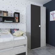 Wardrobe 90x52x223h 2 doors worn white anthracite