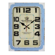 Rectangular grand hotel light blue metal and wood clock cm45x7h60