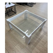 White coffee table with double glass shelf Homy