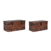 Set of 2 brown chests in fusion style wood