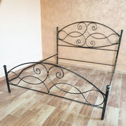 Double bed in wrought iron with footboard Black Silver NARCISO 170x202x h131,5 cm