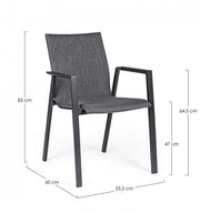 Anthracite garden chair with armrests Bizzotto