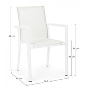Konnor white aluminum chair with armrests