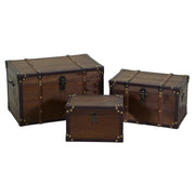 Chest 1-3 in brown eco-leather wood
