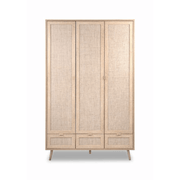 Bali 60B wardrobe with 3 doors and 3 wicker effect drawers