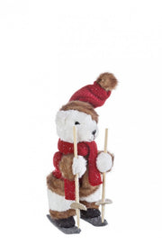 2x Red Skiing Teddy Bear S