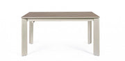 Gray and taupe extendable table