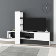 Troya anthracite white TV cabinet with flap door