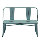 Antique blue bristol iron bench with backrest cm51x111h82,5