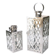 Square silver metal lantern 1-2 cm14x14h33