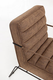 Armchair with armrests and steel frame and brown imitation leather covering 63x74x80h cm