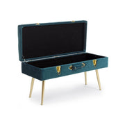 Velvet bench with storage POLINA Blue 80x34x h42 cm