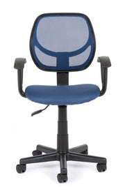 Blue office chair with armrests