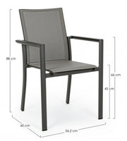 Chair with armrests Anthracite Beige KONNOR 56,2x60x h88 cm