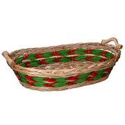 Natural green red oval wicker basket weaving cm55x43h13