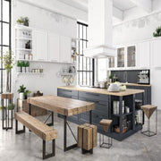 Industrial metal wood stool Garrett 45h cm