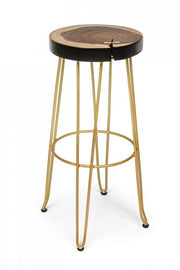 Atmosphere style gold wooden bar stool