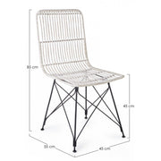 Contemporary style chair in steel and kubu White LUCILA 45x55x h85 cm